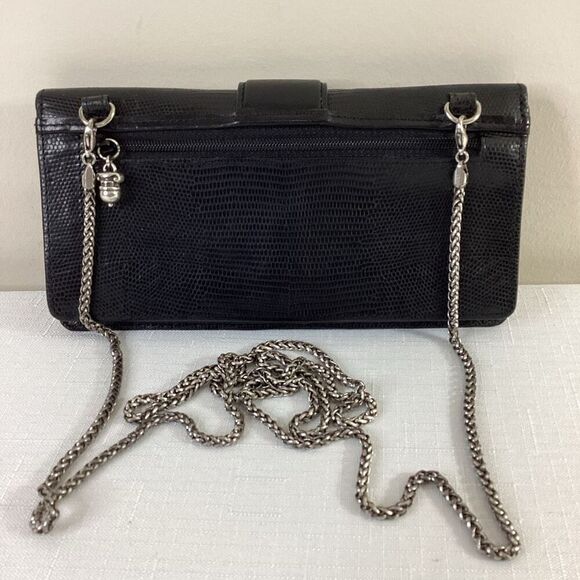 Brighton Black Leather Crossbody Wallet with Detachable Chain Strap - Picture 3 of 12